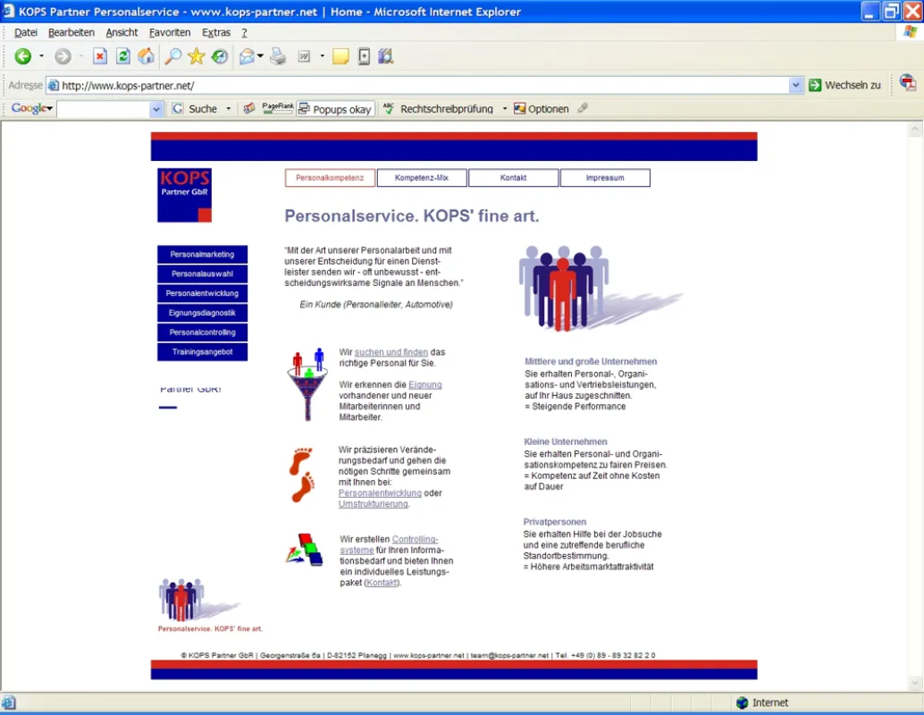 Internetauftritt der KOPS Partner GbR (www.kops-partner.net)