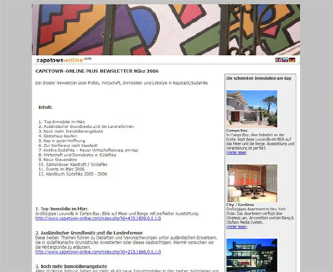 CAPETOWN-ONLINE Newsletter Ausgabe Mai 2006