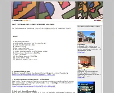 Bild: CAPETOWN-ONLINE PLUS NEWSLETTER, Ausgabe März 2006