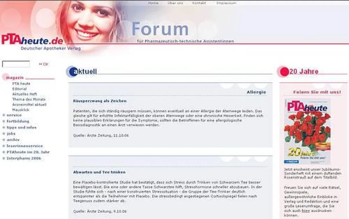 Ausschnitt Website \