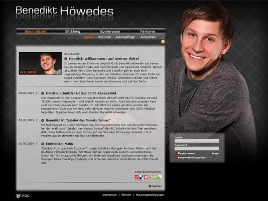 Bild: Gut aufgestellt - Internet-Auftritt von Benedikt Höwedes online