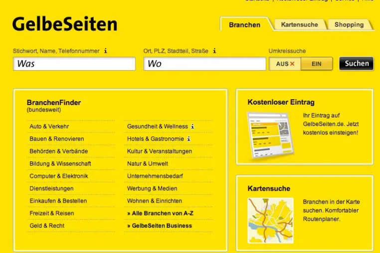 Relaunch von GelbeSeiten.de - brink & martens intermedia renoviert das führende deutsche Branchenverzeichnis Bild: Relaunch von GelbeSeiten.de - brink & martens intermedia renoviert das führende deutsche Branchenverzeichnis