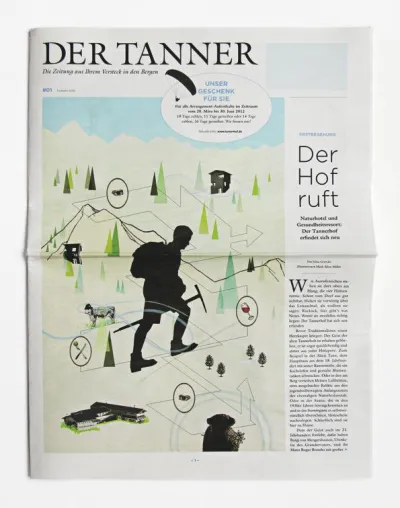 Bild: „DER TANNER“ – die Kundenzeitung des Tannerhof. Unverwechselbar, unkonventionell – und tut gut