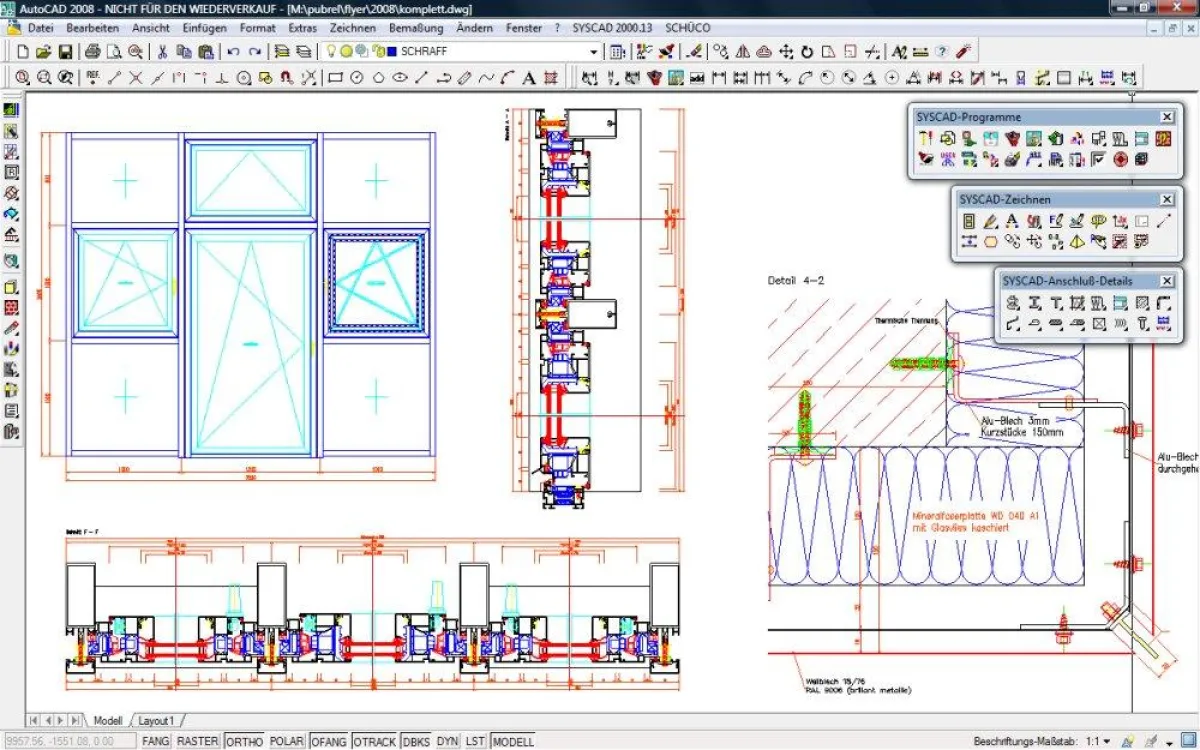SYSCAD - CAD für den Metallbau - Ansicht, Schnitte und Details