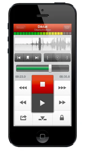 Diktier-App „Dictation Blue“: Jetzt auch fürs iPhone Bild: Diktier-App „Dictation Blue“: Jetzt auch fürs iPhone