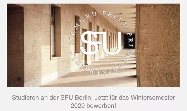 Bild: Studieren an der Sigmund Freud PrivatUniversität SFU Berlin I Studienplatz im Wintersemester 2020/21