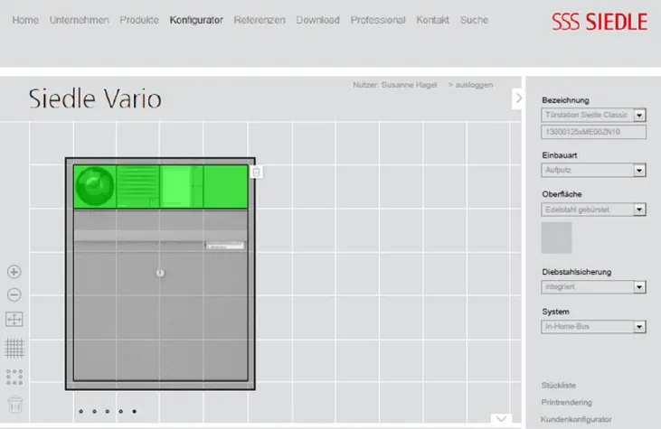 Bild: Der interaktive Siedle Experte mit Highspeed-Reißbrett aus der Cloud