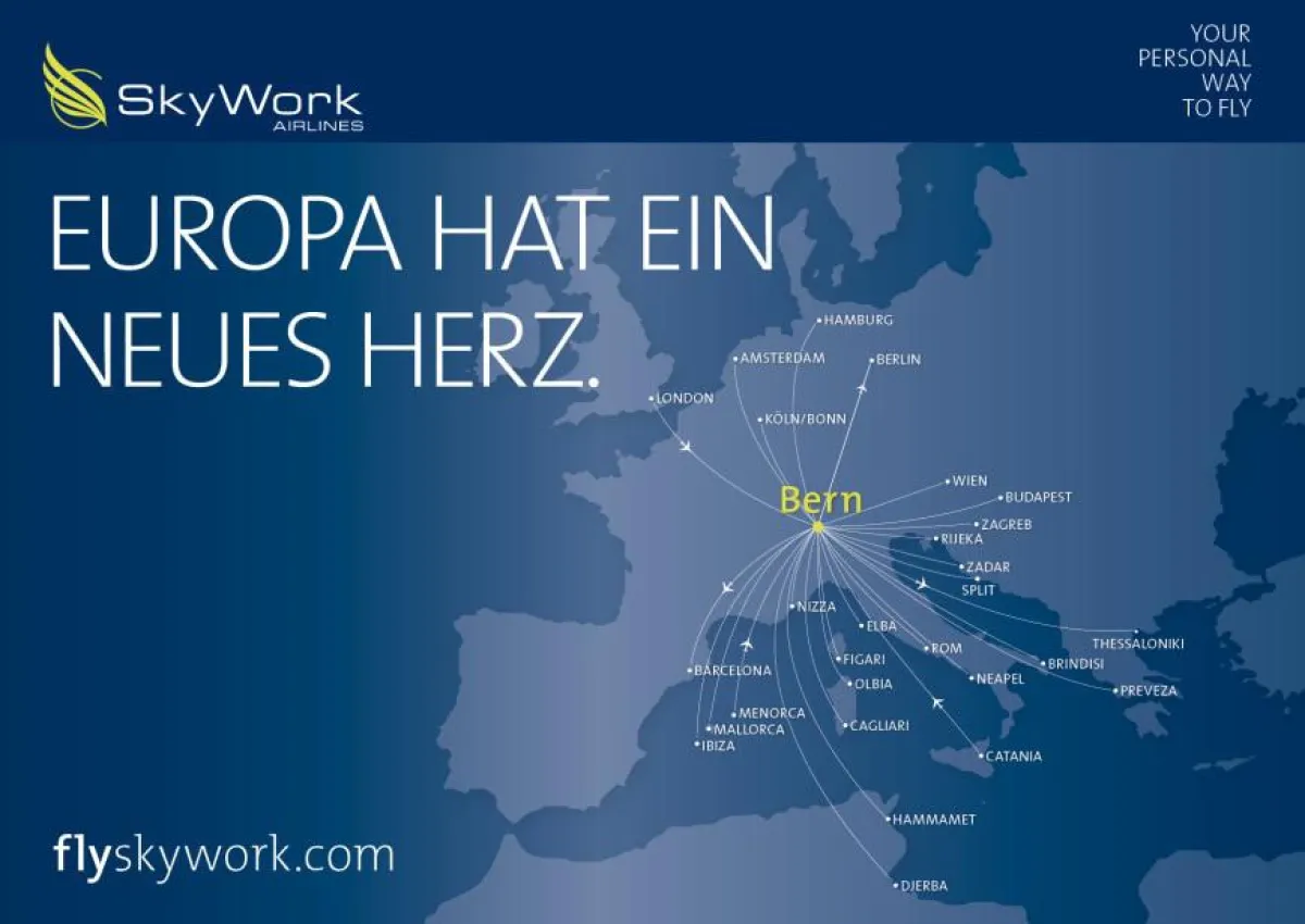 Streckennetz der SkyWork Airlines