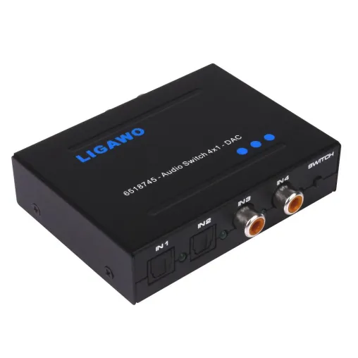 Vielseitig: Der Ligawo 6518745 4x1 Audio Switch mit Digital zu Analog-Konverter Bild: Vielseitig: Der Ligawo 6518745 4x1 Audio Switch mit Digital zu Analog-Konverter