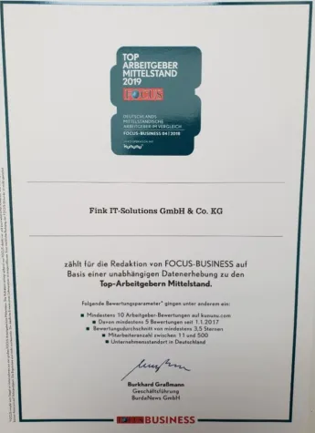 Bild: Fink IT-Solutions – Arbeitgeber des Mittelstands 2019