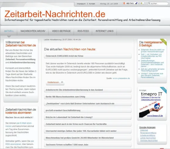 timepro IT launcht Informationsplattform Zeitarbeit-Nachrichten.de Bild: timepro IT launcht Informationsplattform Zeitarbeit-Nachrichten.de