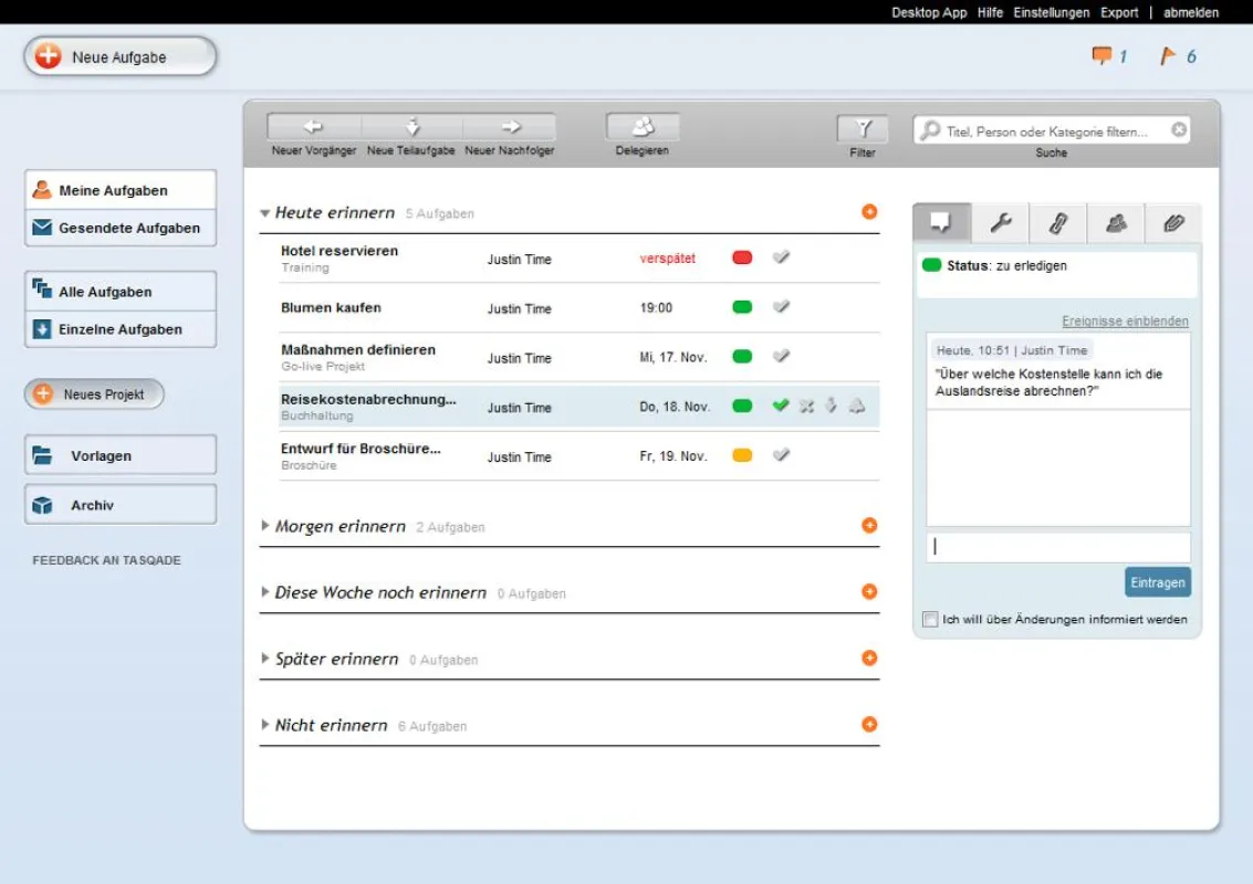 tasqade - ein neues Online-Tool für Projektmanagement und Produktivität im Team