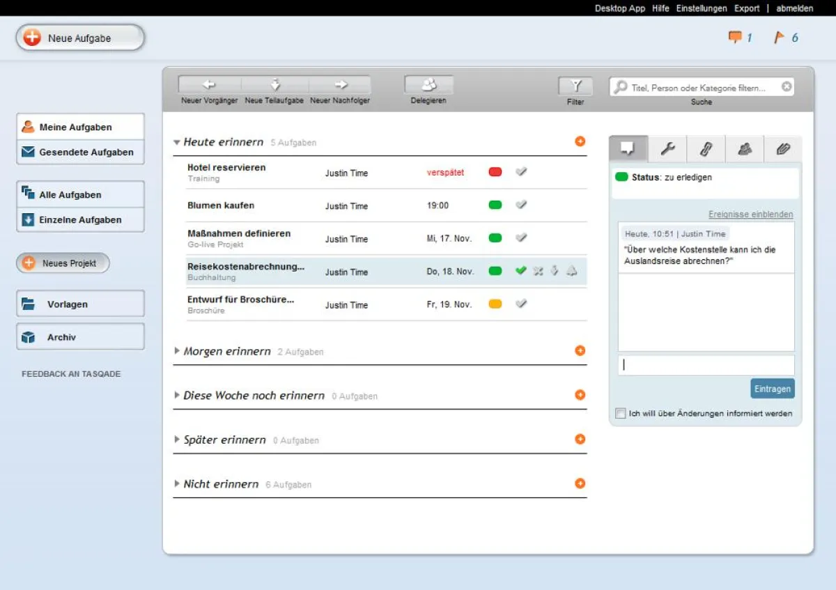 tasqade - ein neues Online-Tool für Projektmanagement und Produktivität im Team