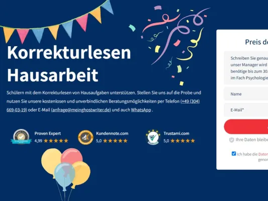 Korrekturlesen Hausarbeit von MeinGhostwriter feiert 3 Jahre erfolgreiche Tätigkeit Bild: Korrekturlesen Hausarbeit von MeinGhostwriter feiert 3 Jahre erfolgreiche Tätigkeit