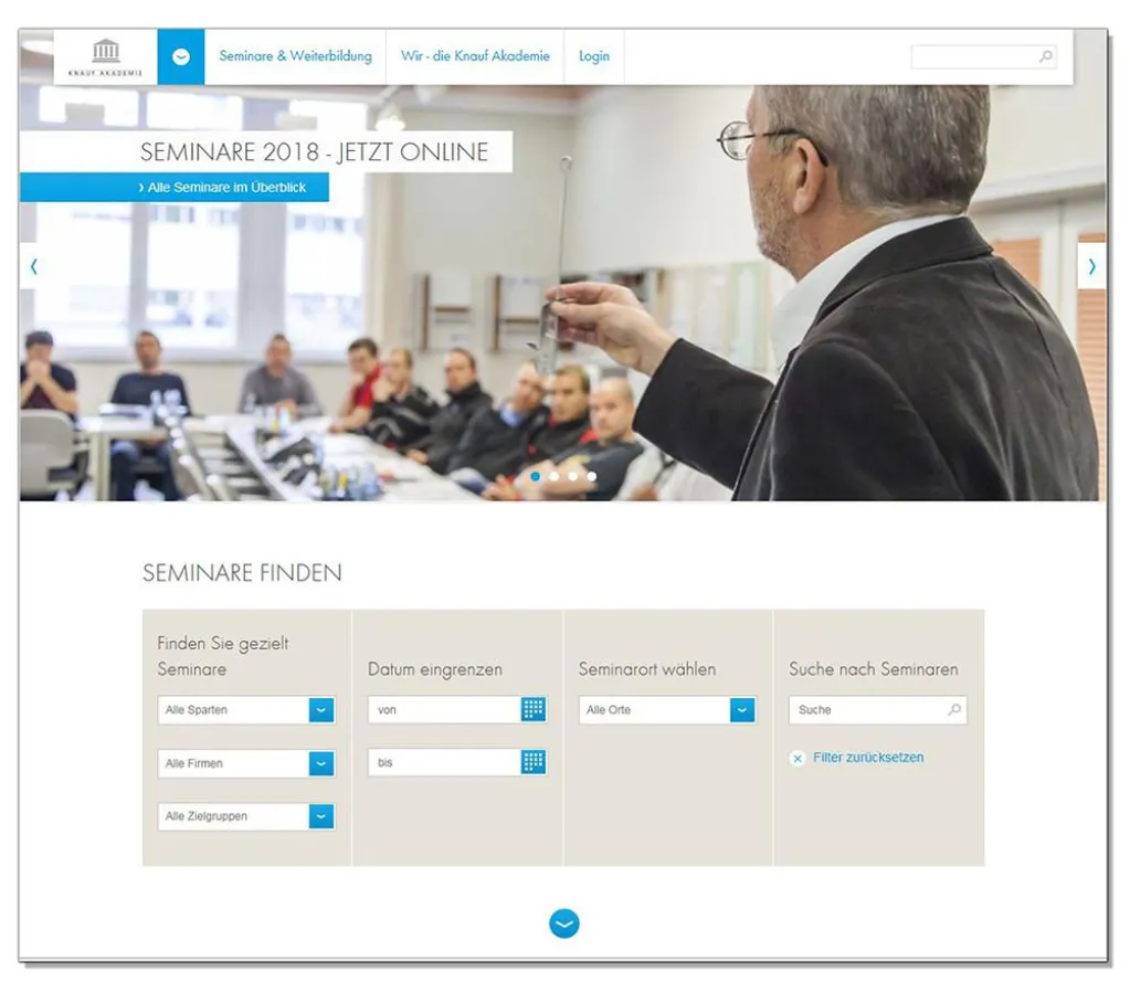 Die komplette Seminarübersicht mit Anmeldemöglichkeit unter www.knauf-akademie.de