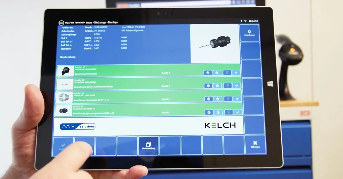 Beispiel Tablett Einstellgerät mit Software von KELCH/MySolutions (© Kelch GmbH)