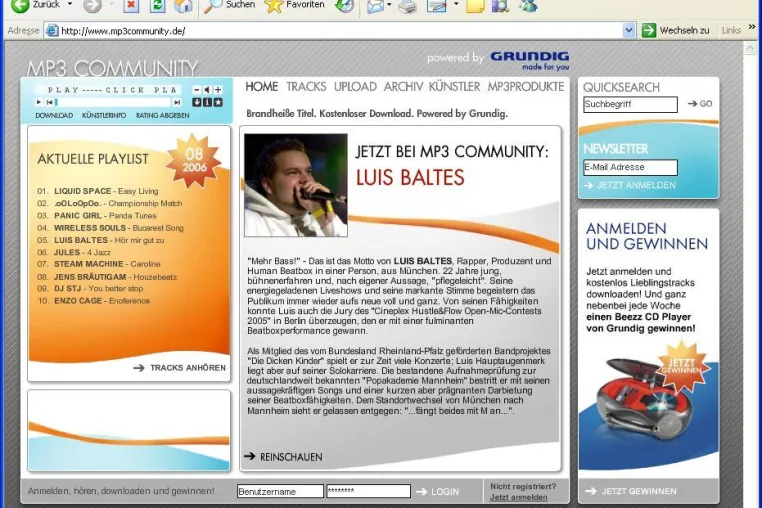 Bild: Motive Cross Communication AG realisiert  "Grundig MP3 Community" – kostenlose Musik-Plattform für Künstler und Musikliebhaber geht online