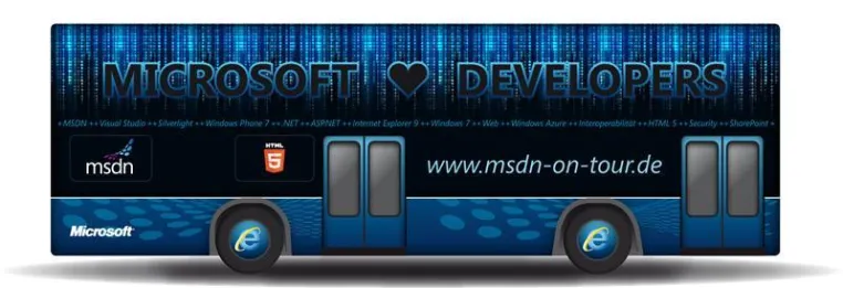 Bild: „MSDN on Tour“ stoppt am 06.06.2011 bei der ppedv AG. Microsoft Tour-Bus kommt nach Burghausen