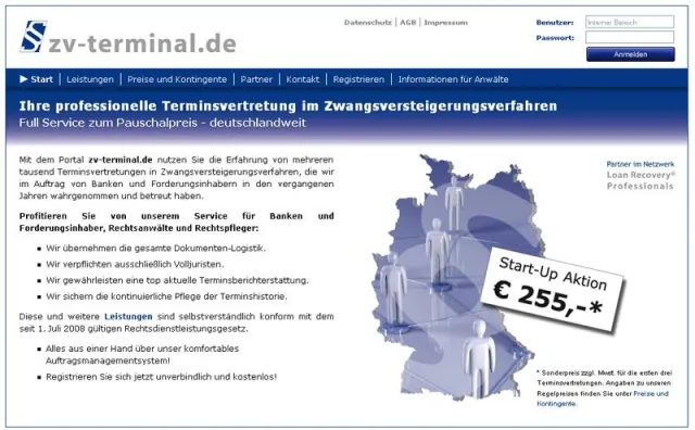 Bild: Terminsvertretung im Zwangsversteigerungsverfahren mit dem Internet-Dienst zv-terminal.de