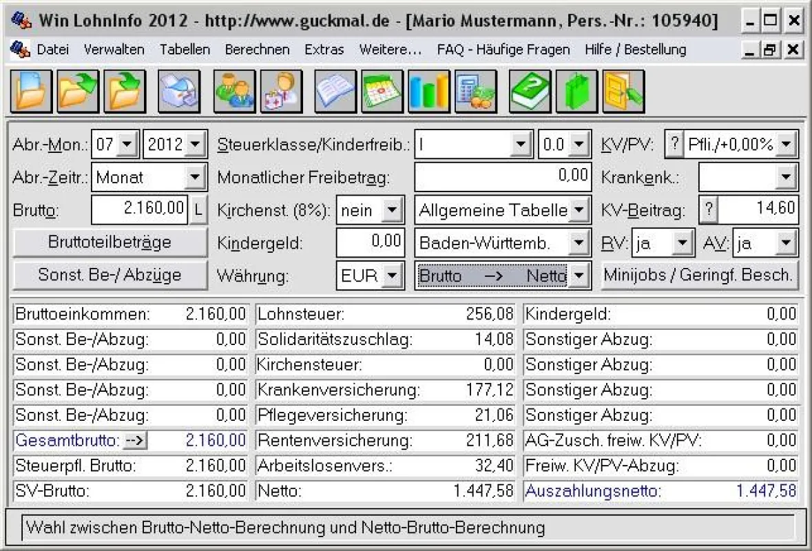 Mit Win LohnInfo können Sie Lohn und Gehalt sekundenschnell berechnen.