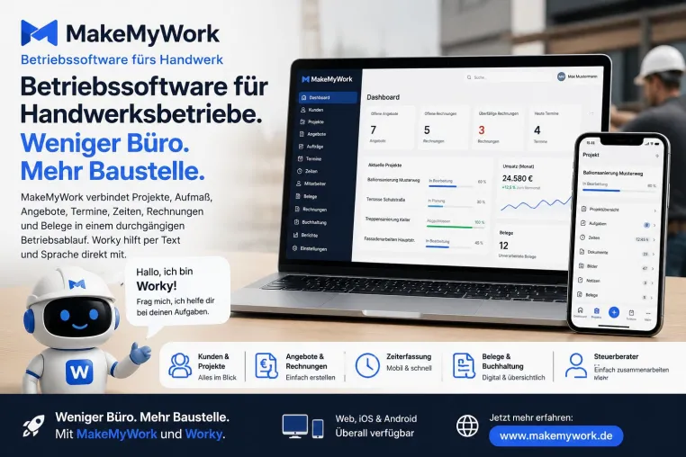 Bild: MakeMyWork: KI-Betriebssoftware soll Handwerkern die Büroarbeit abnehmen