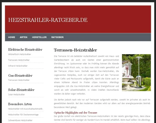 Bild: Heizstrahler Ratgeber geht online