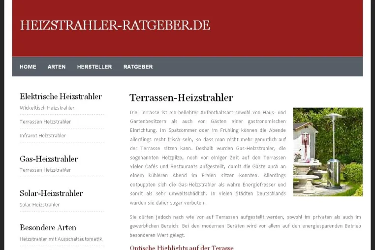 Bild: Heizstrahler Ratgeber geht online