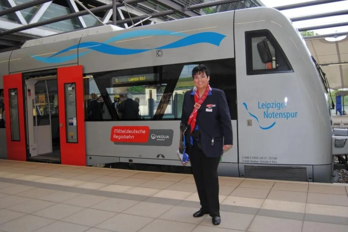 Der Notenspur-Zug im Leipziger Hauptbahnhof. Foto: LTM / A.Schmidt