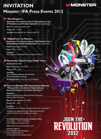 Bild: Monster Einladung zur IFA 2012