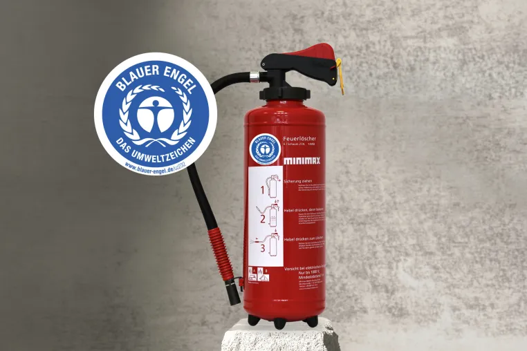 Blauer Engel für Schaumfeuerlöscher von Minimax Mobile Services Bild: Blauer Engel für Schaumfeuerlöscher von Minimax Mobile Services