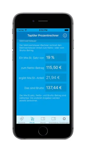 Veröffentlichung iOS-App Taptiler Prozentrechner am 11.02.2016 Bild: Veröffentlichung iOS-App Taptiler Prozentrechner am 11.02.2016