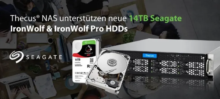 Thecus NAS unterstützen neue 14TB Seagate IronWolf & IronWolf Pro HDDs Bild: Thecus NAS unterstützen neue 14TB Seagate IronWolf & IronWolf Pro HDDs