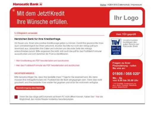 Bild: SoFie – das Online-Tool der Hanseatic Bank bietet sofortige Kreditentscheidung