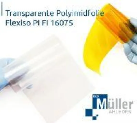 Bild: transparente, farblose Polyimidfolie Flexiso PI FI 16075 für die Industrie