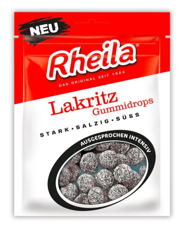 Die Rheila Lakritz Gummidrops sorgen für intensiv lakritziges Kauvergnügen.