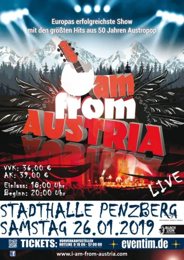 I am from Austria – Europas größte Austro-Pop-Show - live in der Stadthalle Penzberg am 26.01.2019 Bild: I am from Austria – Europas größte Austro-Pop-Show - live in der Stadthalle Penzberg am 26.01.2019