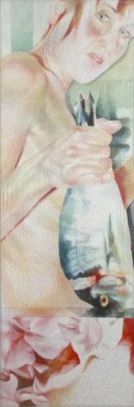 Monika Thiele, Ein Versprechen, 2006, Garn auf Organza, 160 x 60 cm