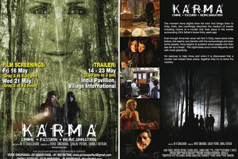 Offizielle Vorstellung des Bollywood Thrillers KARMA beim Filmfestival Cannes mit Claudia Ciesla Bild: Offizielle Vorstellung des Bollywood Thrillers KARMA beim Filmfestival Cannes mit Claudia Ciesla