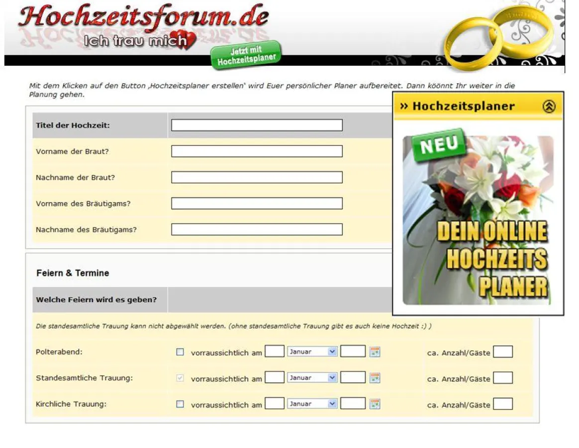 Das Hochzeitsforum.de informiert über nützliche und interessante Tipps und Anregungen zum Thema Hochzeit und Heiraten