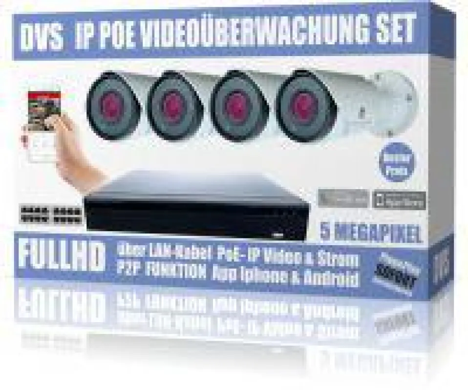 Videoüberwachung Set IP PoE 5 Megapixel Kameras