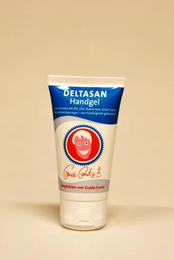 Bild: Ihr "Schutzengel" für unterwegs - Deltasan antiviral und antibakteriell wirkendes Handgel