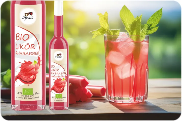 Bild: Neuer Bio Rhabarber Likör mit 50% Bio Rhabarbersaft