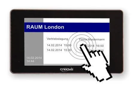Produktneuheit: meovis EasyDoorSign digitales Türschild – Konferenzraum buchen über Touchscreen Bild: Produktneuheit: meovis EasyDoorSign digitales Türschild – Konferenzraum buchen über Touchscreen