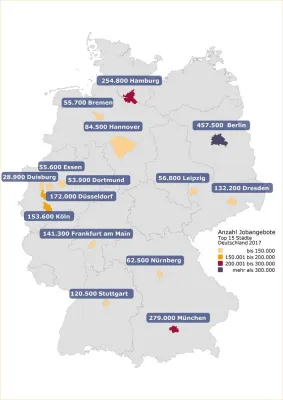 Bild: Berlin ist die Job-Hauptstadt: Über 450.000 veröffentlichte Stellenangebote im vergangenen Jahr