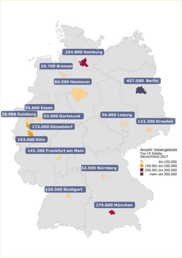 Bild: Berlin ist die Job-Hauptstadt: Über 450.000 veröffentlichte Stellenangebote im vergangenen Jahr