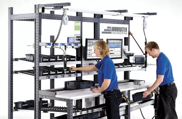 bott avero Fertigungslinie auf der Motek 2016. Bild: bott avero Fertigungslinie auf der Motek 2016.