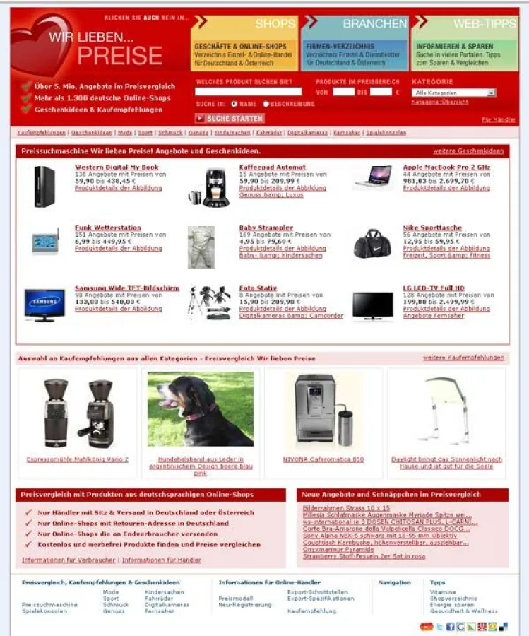 Preisvergleich Wir-Lieben-Preise bietet übergreifende Suche im Bereich Web-Tipps