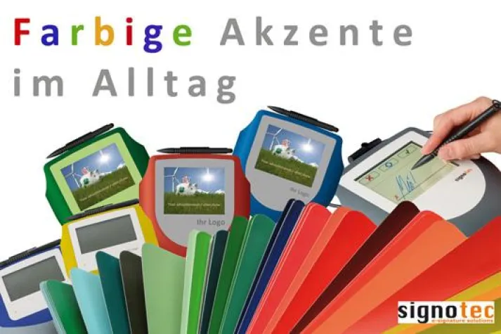 Neue signotec-Signaturpads setzen farbige Akzente im Alltag Bild: Neue signotec-Signaturpads setzen farbige Akzente im Alltag