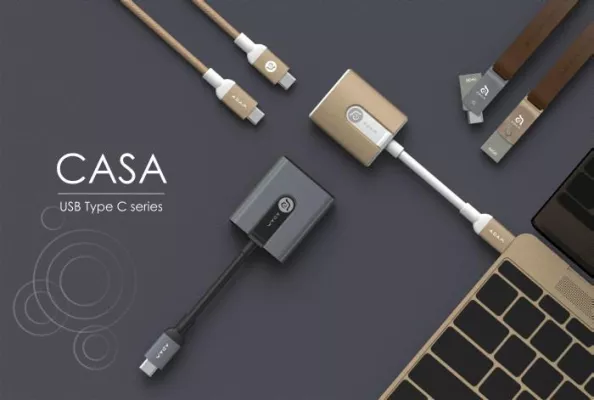 CASA von Adam Elements: Premium USB-C-Adapter und -Kabel für MacBook in Gold und Spacegrau Bild: CASA von Adam Elements: Premium USB-C-Adapter und -Kabel für MacBook in Gold und Spacegrau
