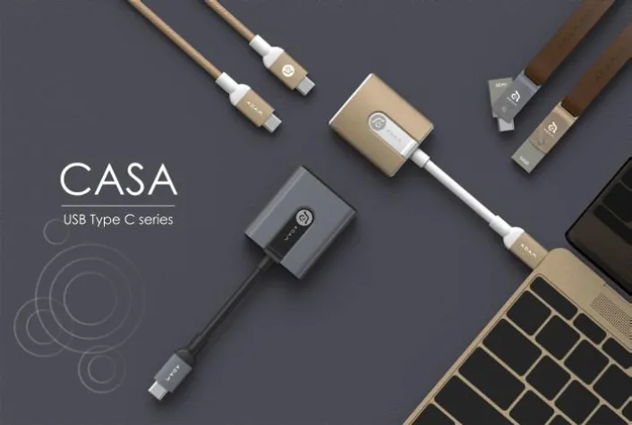 Bild: CASA von Adam Elements: Premium USB-C-Adapter und -Kabel für MacBook in Gold und Spacegrau